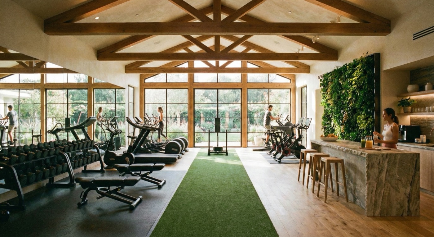 Gym floor with resistance training equipment — the foundations that peptide therapy amplifies